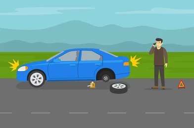 man calling mobile tyre fitter in emergency