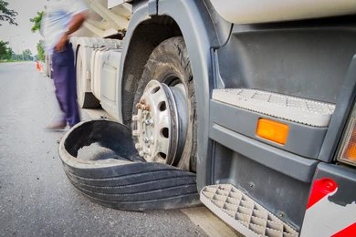 tyre blowout of a vehicle