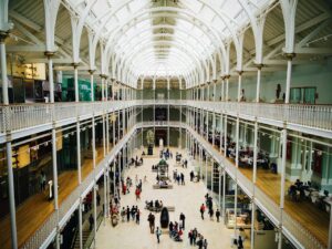 interior of National Museum of Scotland with grand atrium